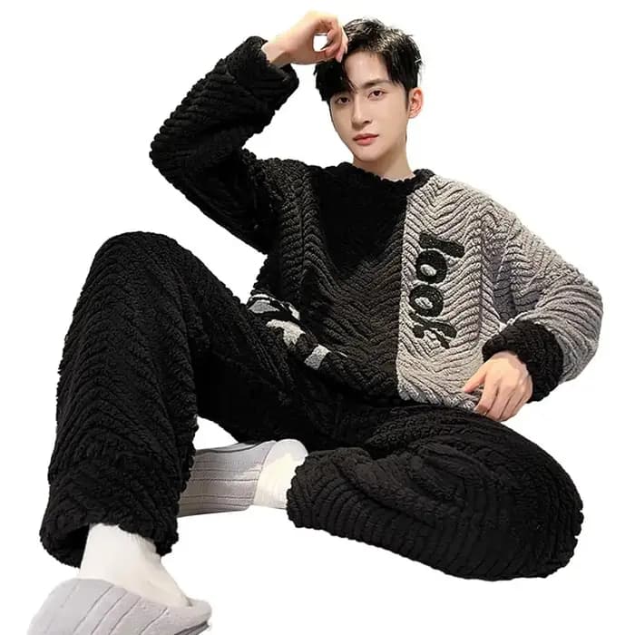 Ensemble pyjama en molleton de corail pour hommes