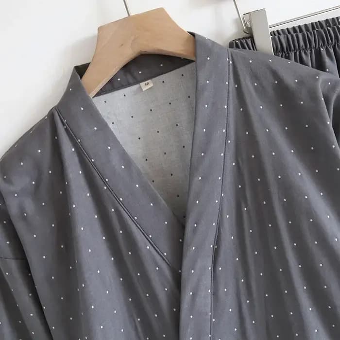 Ensemble de pyjamas kimono pour hommes, robes fines, coton, coupe At, grande taille, manches mi-longues, vêtements de nuit, printemps, automne, été