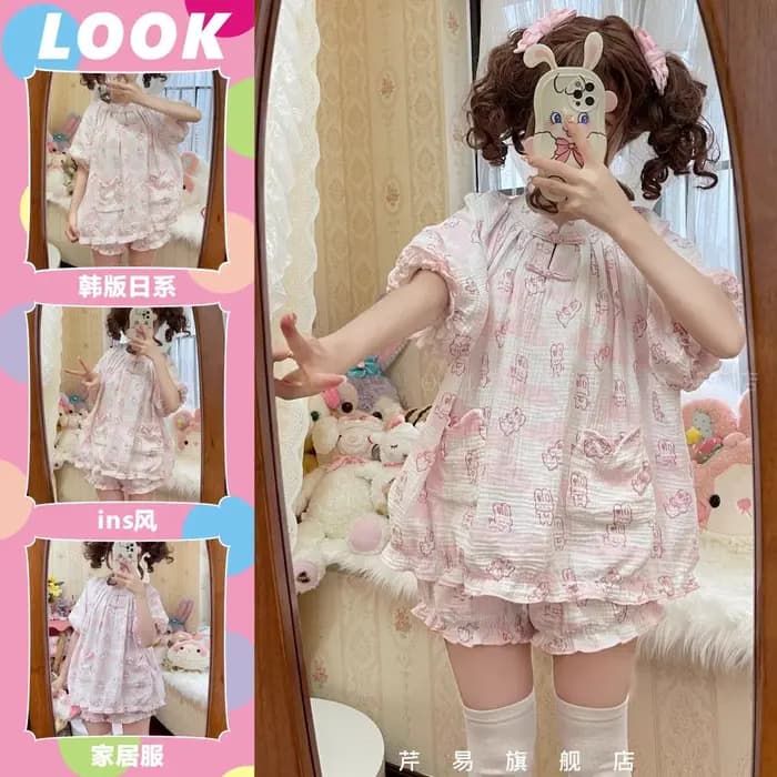 Ensemble pyjama imprimé lapin style Kawaii Lolita