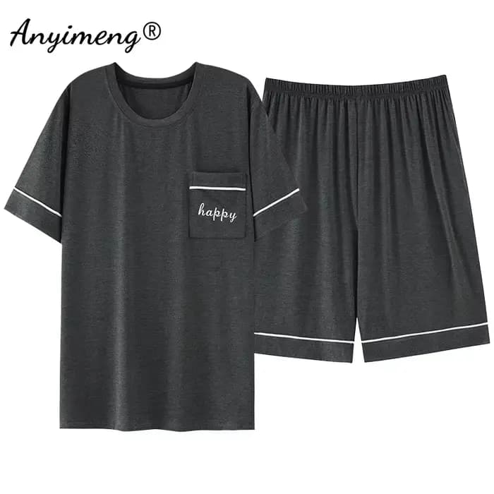 Big Guys grande taille L-6XL pyjama ensembles été nouveaux hommes Modal vêtements de nuit Gentleman minimaliste Pjs