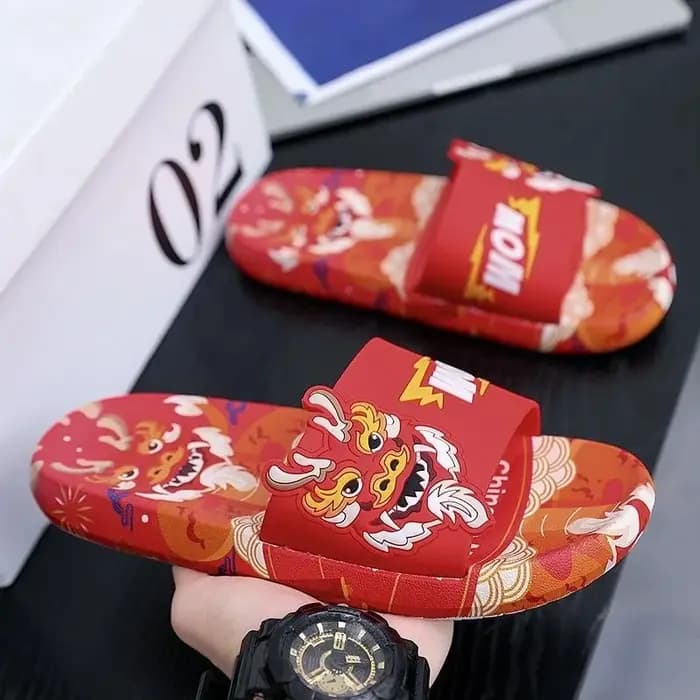 Pantoufles tendance Dragon du zodiaque pour hommes et femmes