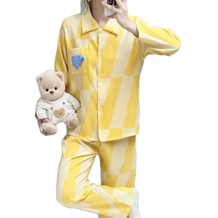 Nouvel ensemble de pyjama pour femme en coton à motif dessin animé