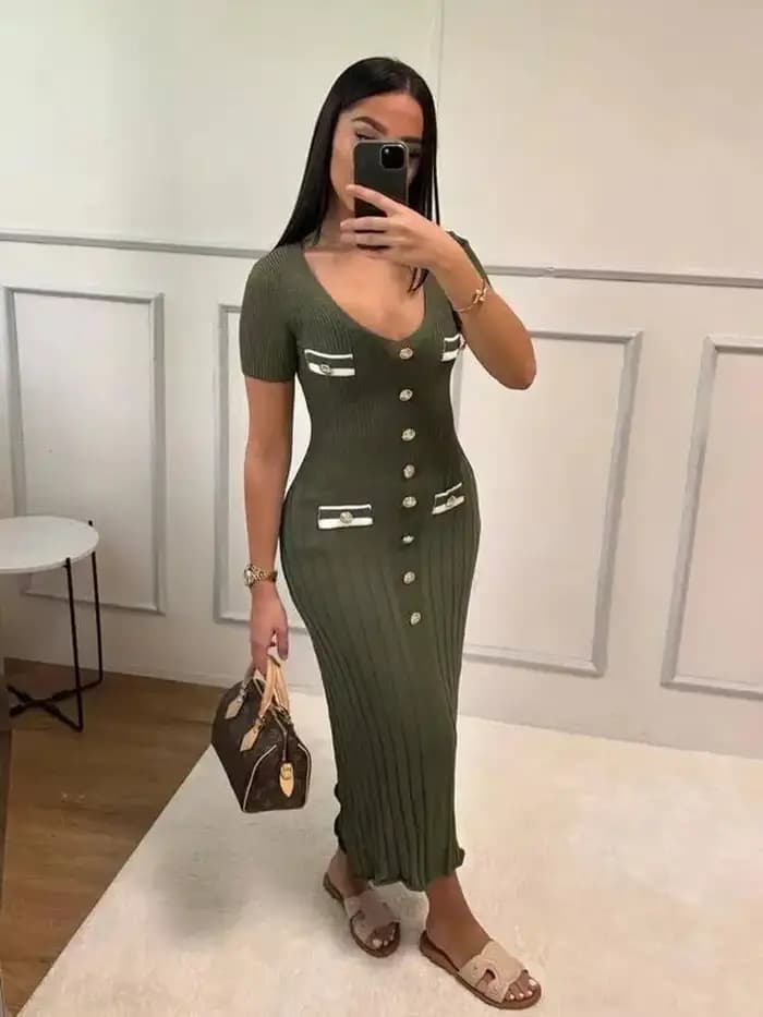 Robe longue tricotée élégante pour femmes