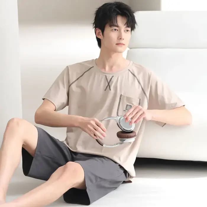 Ensemble pyjama en coton pour homme, vêtements de maison, pantalon court à manches courtes, décontra