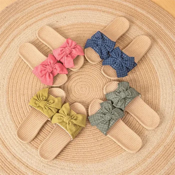 Nouvelles pantoufles en tissu et lin pour femmes