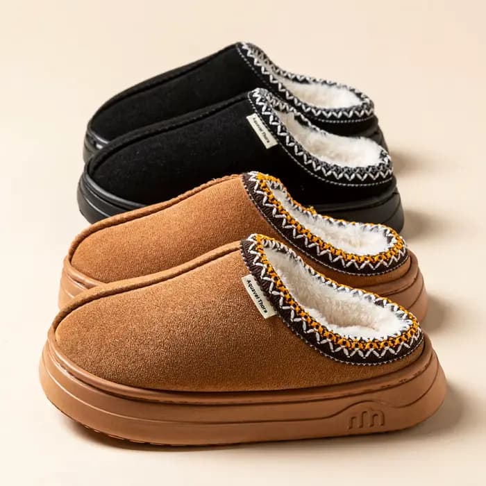 Hiver anti-dérapant femmes doux pantoufle bottes mode Couples extérieur décontracté intérieur flou chaud confort hommes en peluche Houseshoes filles