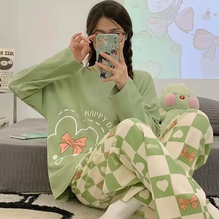 2025 nouveaux pyjamas de printemps et d'automne modèles pour femmes à manches longues grands chantiers Section mince