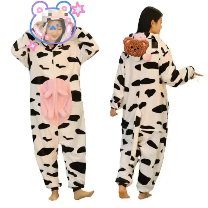 Vache Onesies dessin animé Animal Onesie femmes hommes filles garçons pyjamas Halloween drôle fête Costumes hiver maison