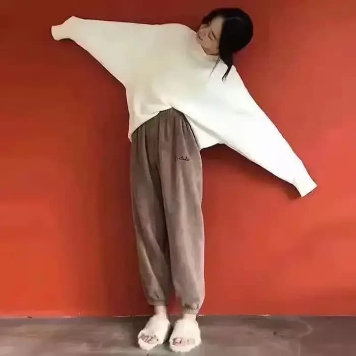 Pantalon de pyjama femme en velours optique épais et chaud bas de sommeil long pour hiver automne confort maison