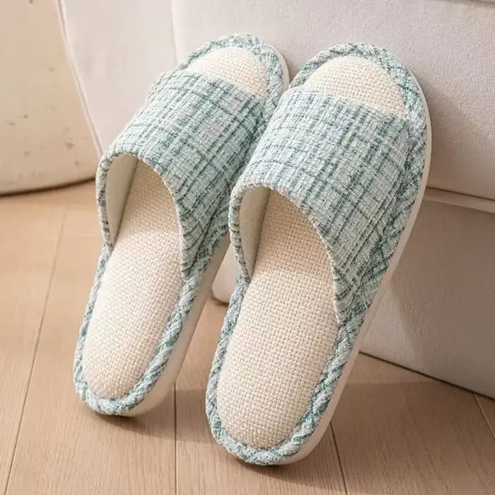 Chaussons d'intérieur légers en lin pour invités, antidérapants, écologiques, confortables pour la m