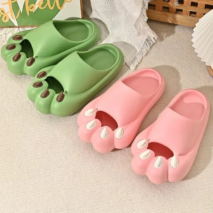 Patte de chat griffe pantoufles femmes nuage plate-forme drôle maison dessin animé mignon Kawaii été plage doux antidérapant tongs hommes dames 2025