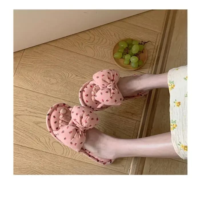 Pantoufles en lin à nœud en forme de cœur pour filles