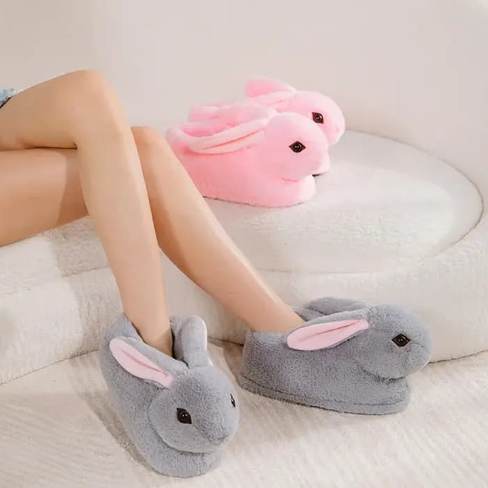 Pantoufles de lapin de dessin animé pour femmes