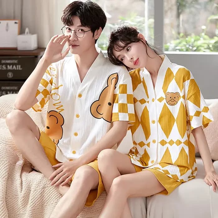 Nouveau 3XL mode pyjama pour Couple été coton doux Kimono Style vêtements de nuit homme et femme loisirs Pijama