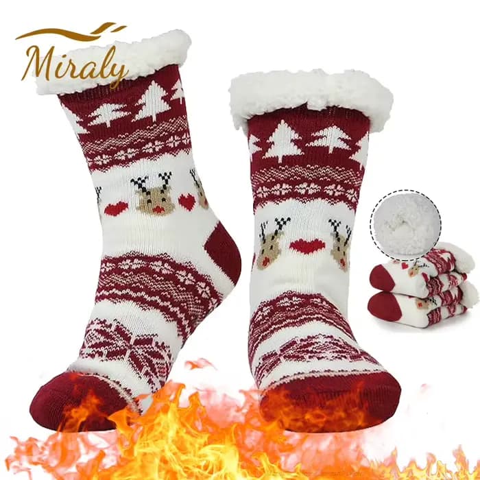 Chaussettes pantoufles de noël d'hiver pour femmes