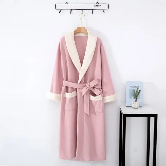 Fdfklak-Robe de nuit matelassurera à trois couches pour femmes, peignoir en pur coton épais, robe de