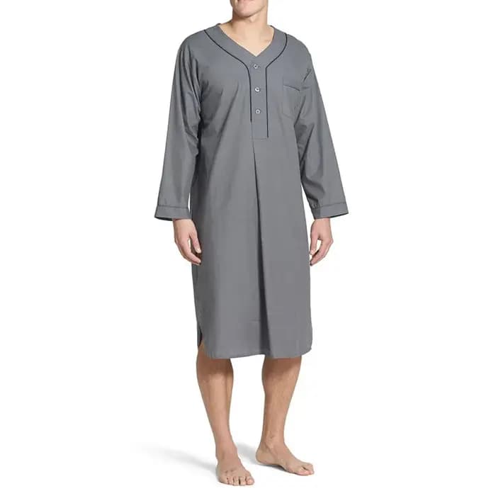 Pyjama décontracté à manches longues et col en v pour homme