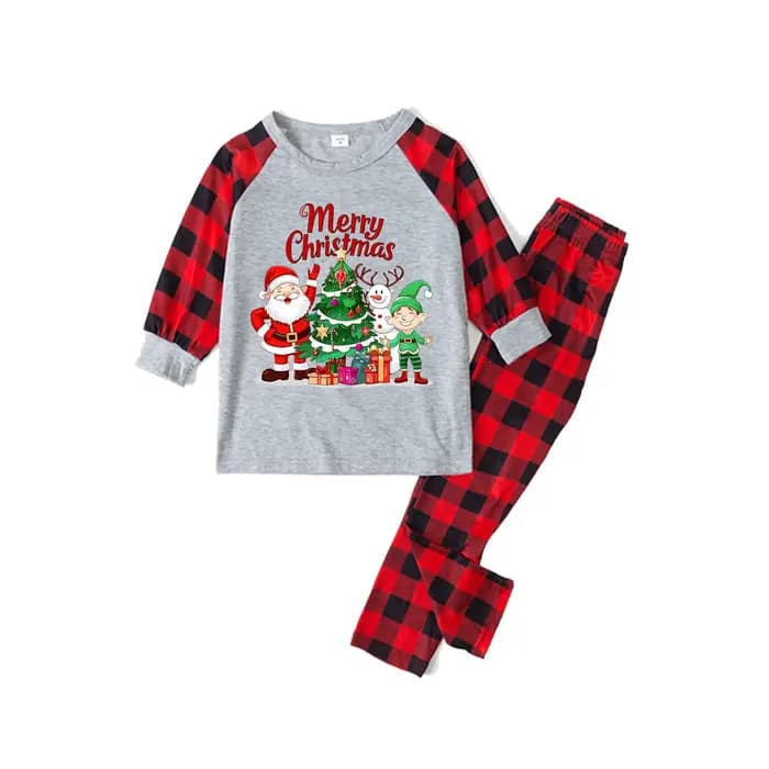 Ensemble pyjama assorti pour famille, imprimé joyeux noël, manches longues, col rond, costume 2 pièces, vêtements de nuit, cadeau de noël, Look de vacances