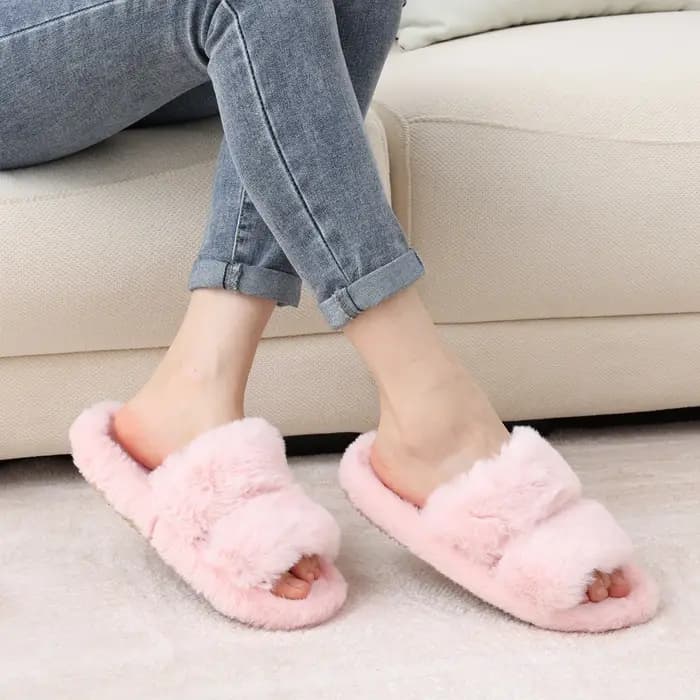 Litfun hiver moelleux chaussons pour femmes fourrure sans lacet diapositives intérieures mode maison coton