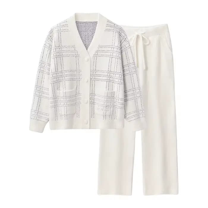 SUJIIN femmes 2 pièces tenues pyjamas ensemble automne hiver décontracté vêtements de nuit femme ray