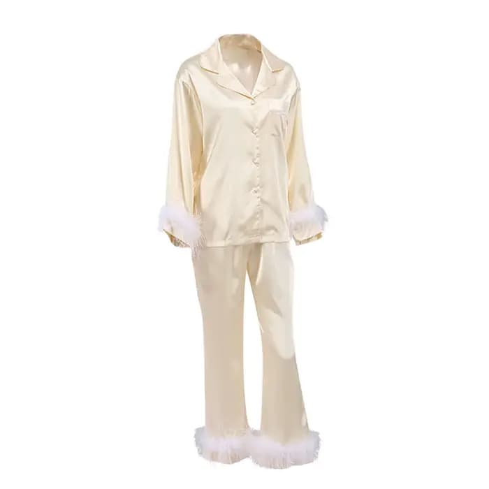 Ensemble pyjama 2 pièces en Satin de soie pour femmes