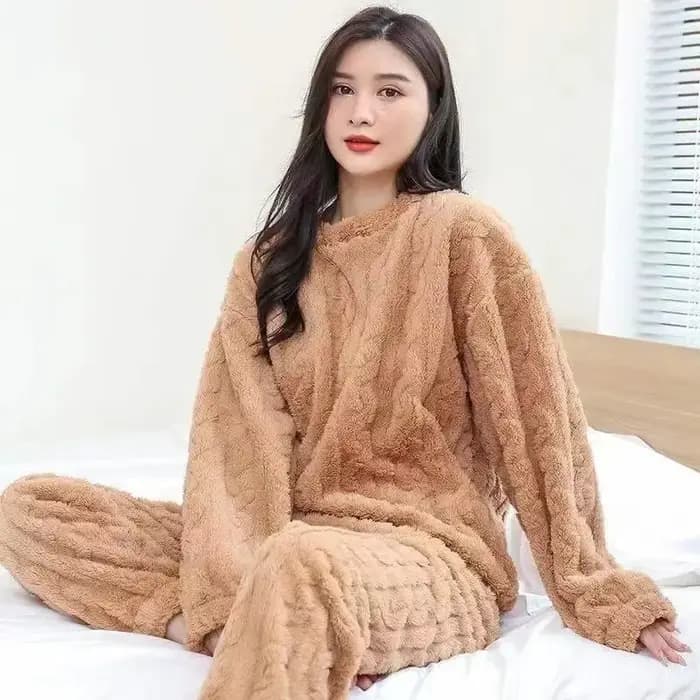 Ensemble pyjama épais et chaud en polaire de corail pour femme