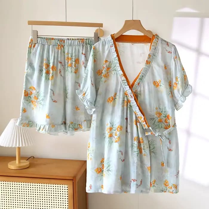 Ensemble pyjama d'été en coton de bambou pour femmes