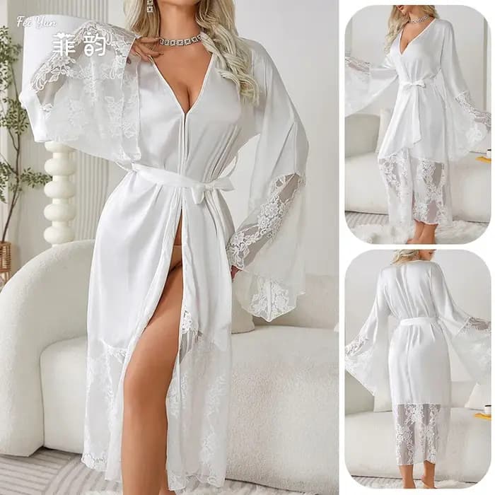 Femmes Robe longue élégante Kimono peignoir mariée cadeau de mariage