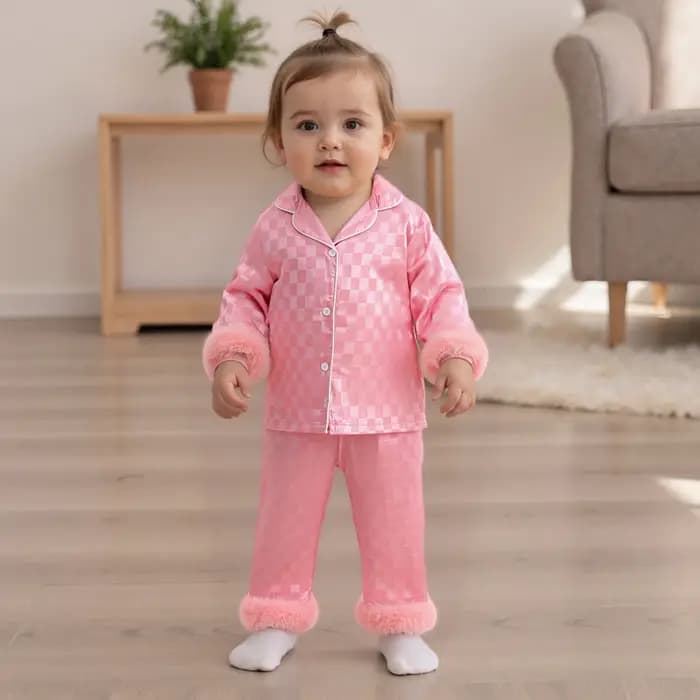 Ensemble pyjama à carreaux pour bébés filles