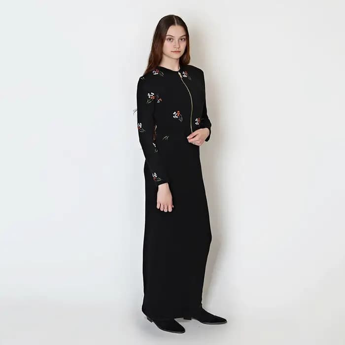 Robe longue cardigan côtelée pour femme avec fermeture éclair dorée