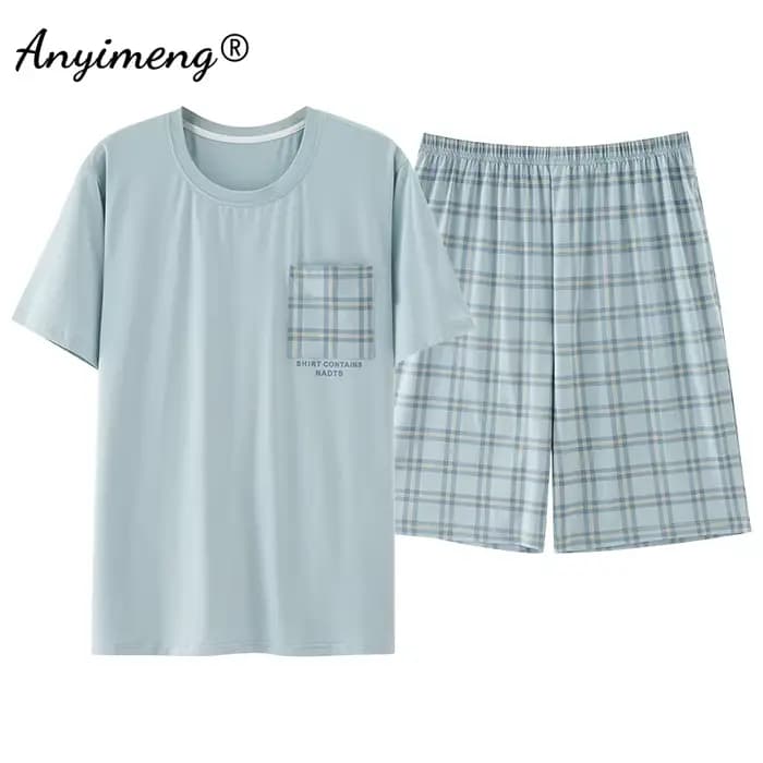 Big Guys grande taille L-6XL pyjama ensembles été nouveaux hommes Modal vêtements de nuit Gentleman minimaliste Pjs
