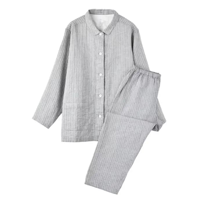 Pyjama de couple rayé à manches longues pour femmes