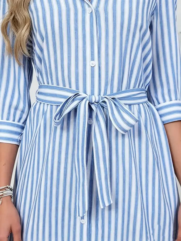 Robe chemise rayée à manches courtes