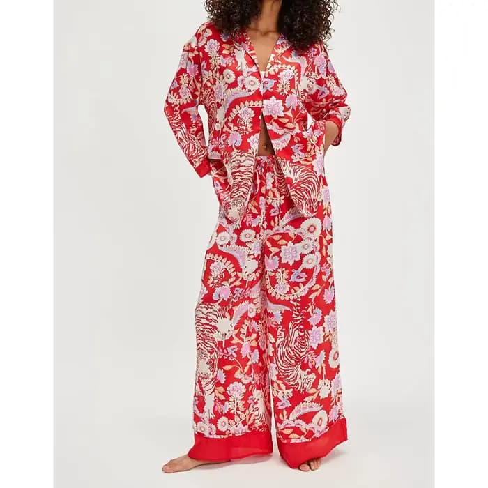 Ensemble pyjama 2 pièces en Satin de soie pour femmes
