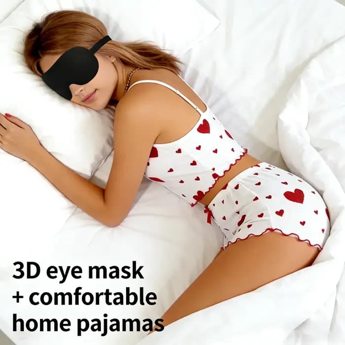 Ensemble pyjama 2 pièces imprimé cœur pour femme
