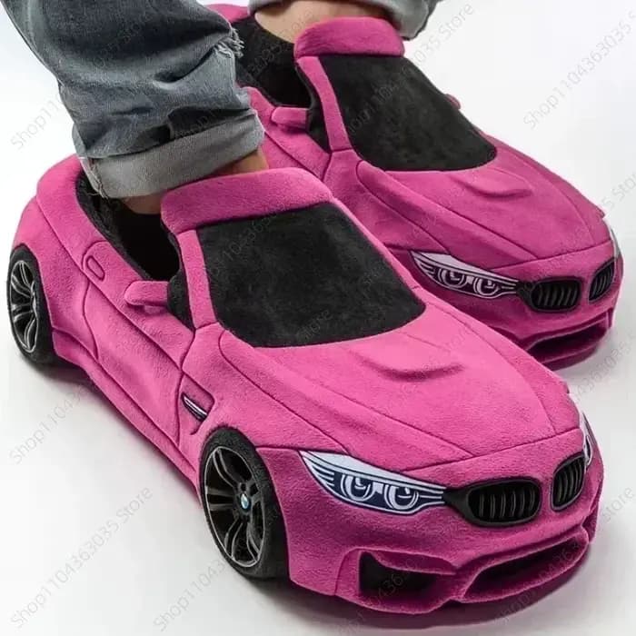 2025 Chaussons en peluche amusants en forme de voiture pour BMW, pour femmes et hommes, cadeaux de Saint-Valentin, pour l'intérieur