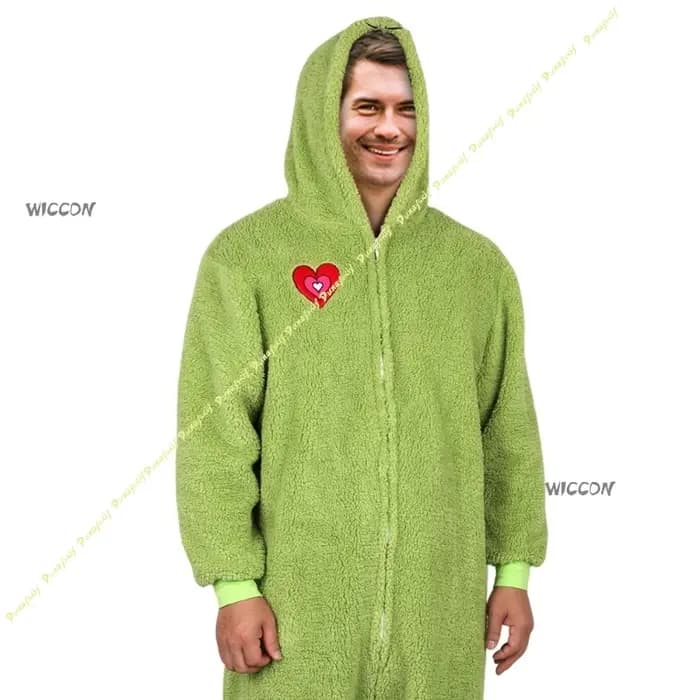 2026 Pyjama Combinaison Grinch pour Adulte, Tenue Décontractée et Confortable pour Fêtes de Famille, Cosplay et Usage Quotidien à la Maison