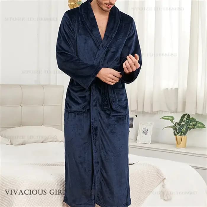 Flanne hommes Robe longue à capuche Kimono peignoir Robe Homewear automne hiver épaissir chaud vêtements de nuit déshabillé ample décontracté vêtements de nuit