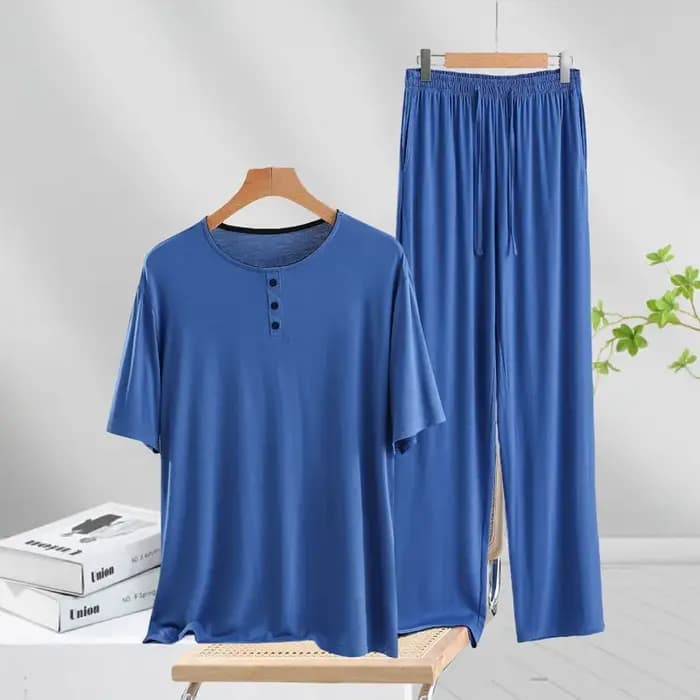 Pyjama homme manches courtes pantalon Long ensemble Modal grande taille vêtements de nuit