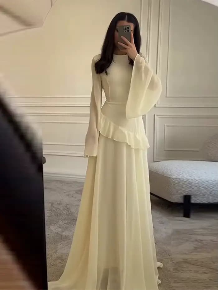 Robe longue à volants pour femmes