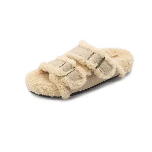 Nouvelles pantoufles plates d'hiver en coton pour femmes