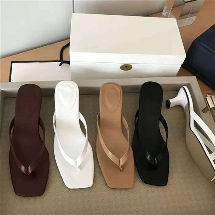 Bailamos-Pantoufles en cuir PU souple pour femmes, bande étroite, tongs à enfiler, chaussures à talons bas carrés, sandales d'été, haute qualité
