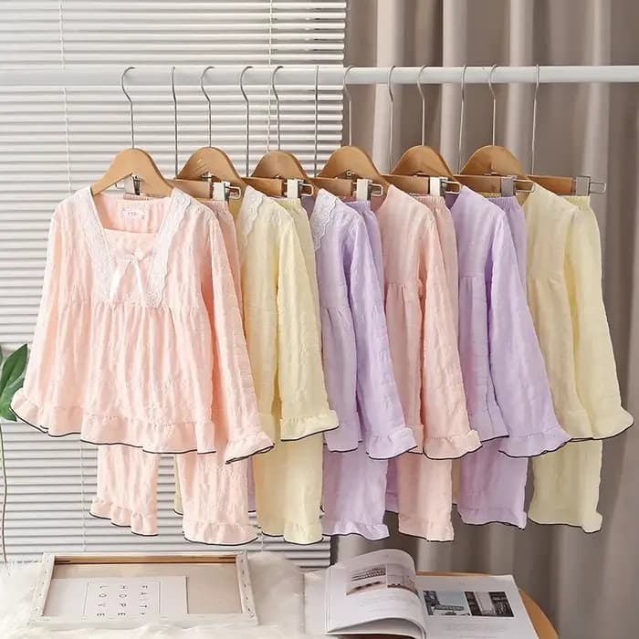 Nouveau doux princesse filles pyjama ensembles à manches longues vêtements de nuit enfants décontracté