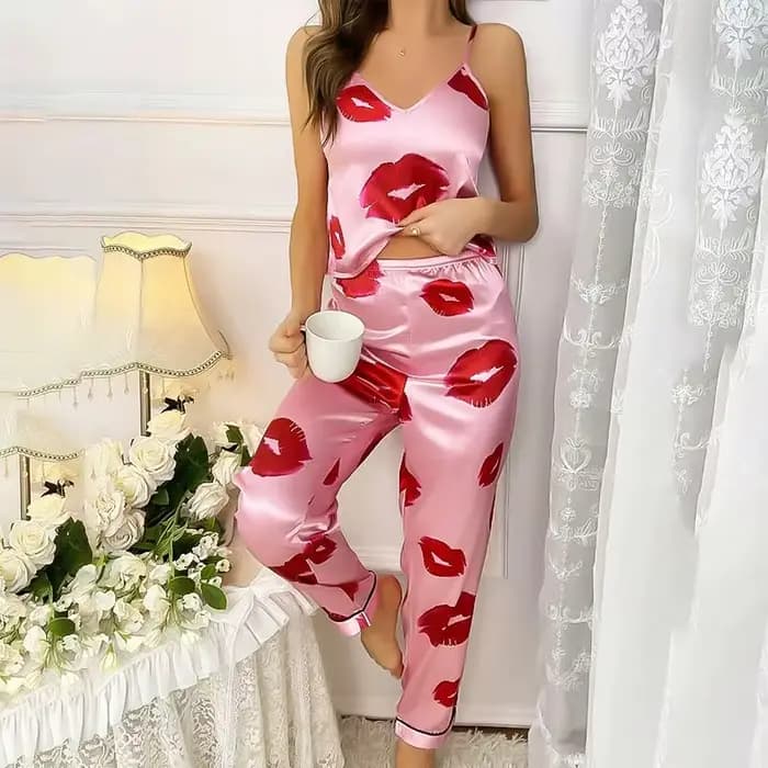Ensemble de pyjama en satin imprimé Jules pour femme