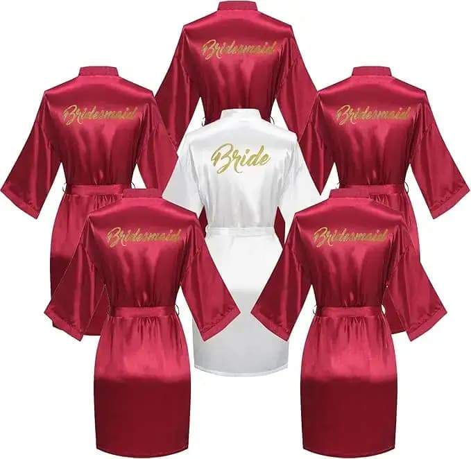 Ensemble de peignoir de douche nuptiale 6 pièces pour mariée et demoiselle d'honneur