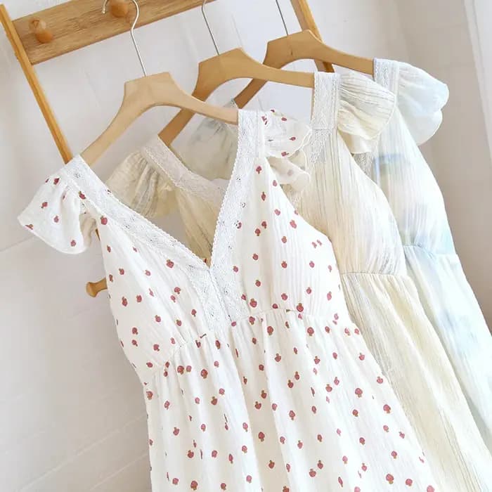 Robe de nuit en crêpe à manches volantes pour filles