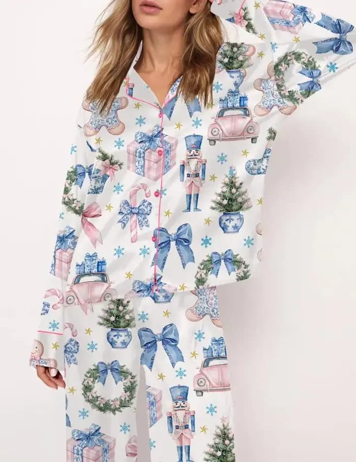Ensemble de pyjama imprimé sapin de Noël pour femme