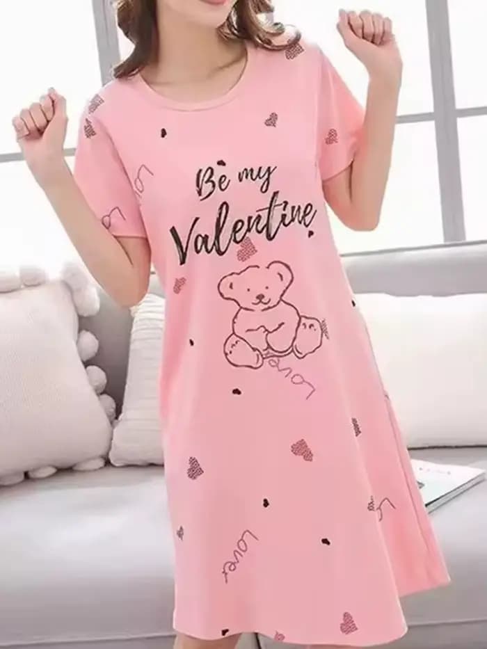 T-shirt imprimé sexy et mignon pour femme, chemise de nuit, vêtements de maison, tenue décontractée ample grande taille