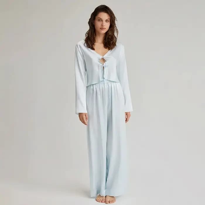 Ensemble pyjama pantalon Long à manches longues, nouveau Style, à lacets, vêtements de maison confortables, automne et hiver 2025