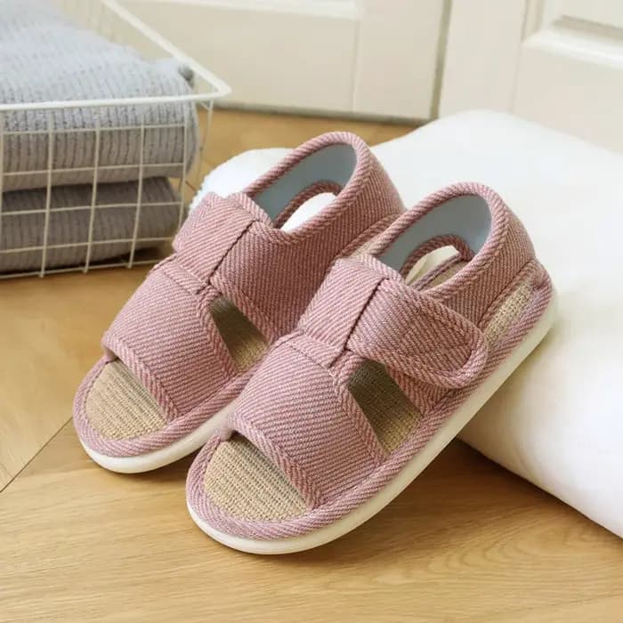 Chaussons en lin antidérapants pour la maison, en coton et lin, grandes tailles, confortables, respi
